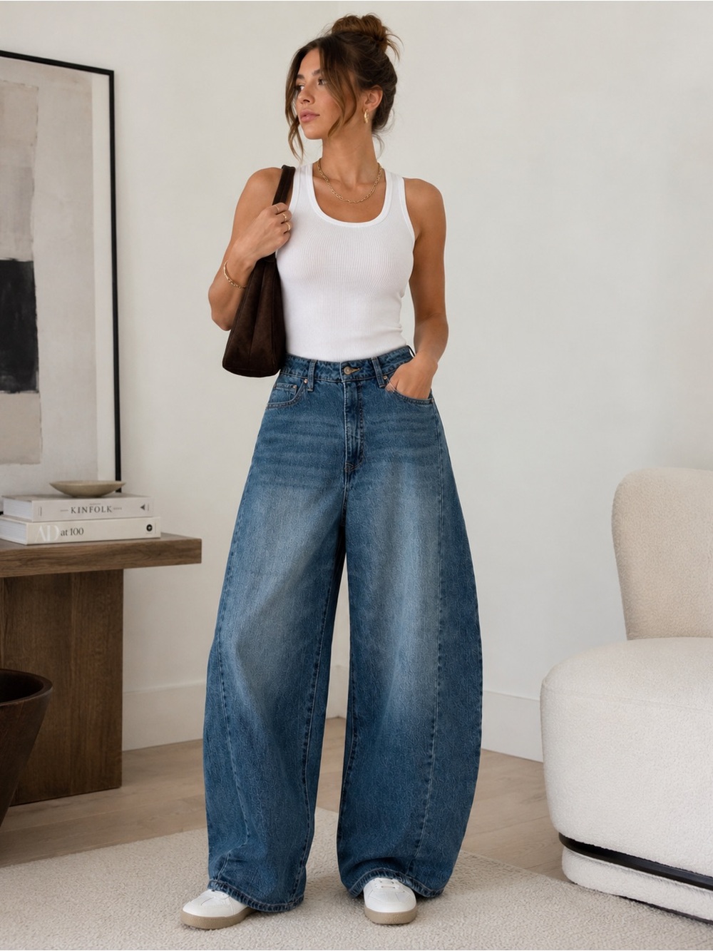 ANGELS Barrel Leg Jeans in Blue sz14
